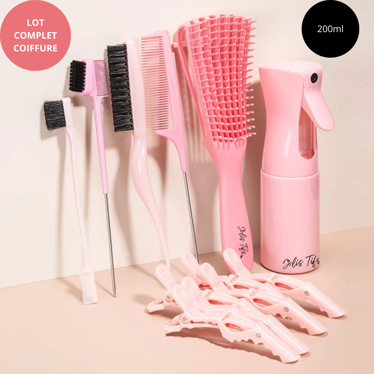 Ensemble d'accessoires capillaire ROSE - Prise en Main Complète pour des Cheveux Parfaits