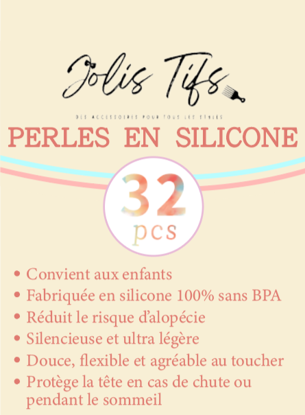 Pack de 32 Perles en silicone pour Cheveux